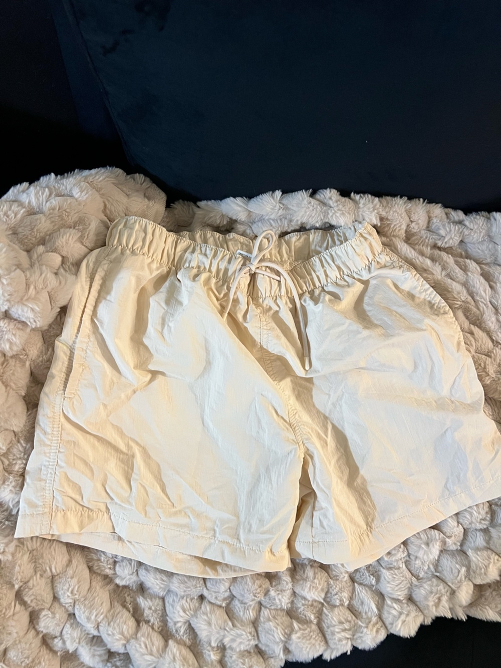 Zumiez Cream Drawstring Athletic Shorts